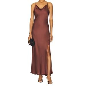 ASTR The Label Brown Satin Slip Midi Dress NWT Sz S